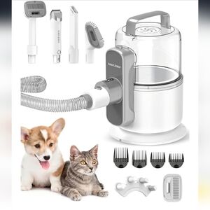 Pet Grooming Vacuum Kit - White and Gray